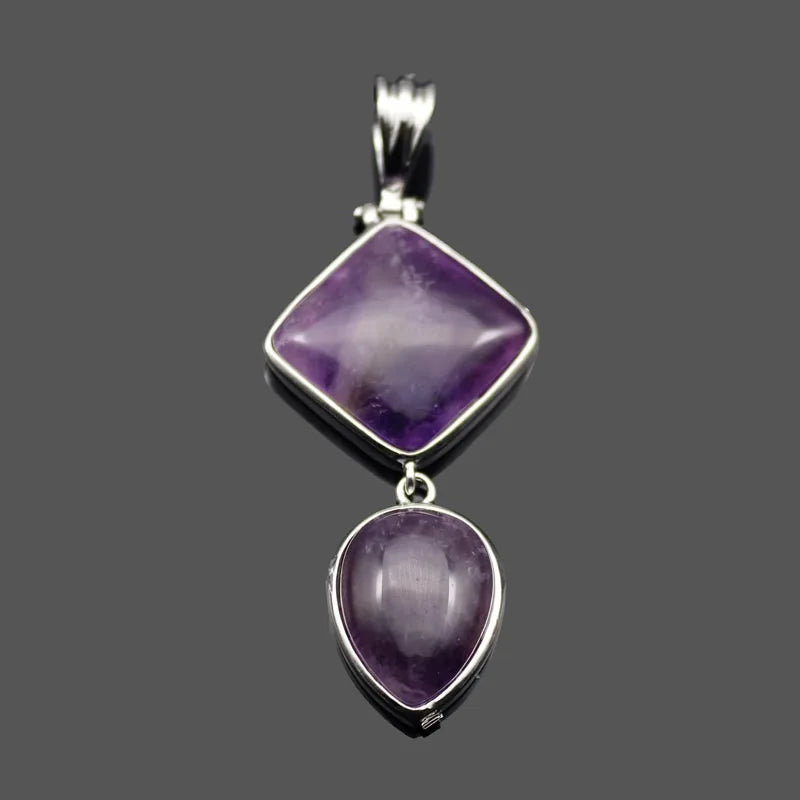 Womens Geometric Pendant Amethyst Turquoise Quartz Stone Pendants