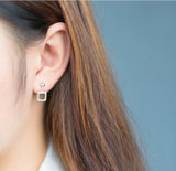 925 Solid Sterling Silver Square Drop Earrings for Women Girls Teen