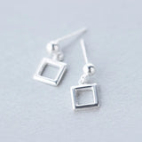 925 Solid Sterling Silver Square Drop Earrings for Women Girls Teen