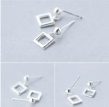 925 Solid Sterling Silver Square Drop Earrings for Women Girls Teen