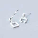 925 Solid Sterling Silver Square Drop Earrings for Women Girls Teen