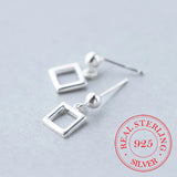 925 Solid Sterling Silver Square Drop Earrings for Women Girls Teen