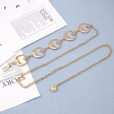 Womens Belt Hip High Waist Silver Narrow Metal Chain Gothic Moon Silver Pendant
