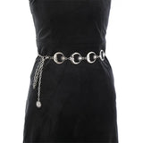Womens Silver Moon Pendant Hip Chain
