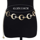 Silver Gothic Moon Pendant High Waist Chain