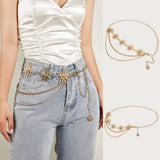 Womens Hip High Waist Silver Metal Chain Gothic Moon Pendant Vintage