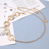 Womens Belt Hip High Waist Silver Narrow Metal Chain Gothic Moon Silver Pendant