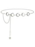 Silver Gothic Moon Pendant High Waist Chain