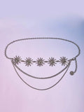 Womens Hip Waist Silver Metal Chain Gothic Moon Pendant Vintage High Waist Chain