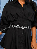 Silver Gothic Moon Pendant High Waist Chain