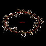 Bridal Rhinestone Pearl Headband Tiara Hair Chain