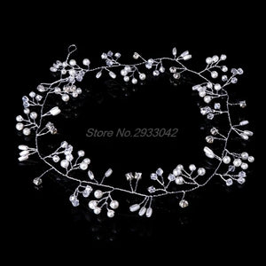 Bridal Rhinestone Pearl Headband Tiara Hair Chain