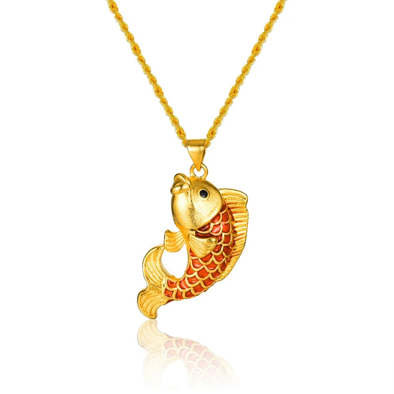 Red Kio Fish Pendant Chain Ethnic Style Jewelry Gift