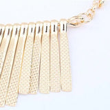 Womens Metal Chain Tassels Choker Bib Statement Necklace