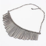 Womens Metal Chain Tassels Choker Bib Statement Necklace