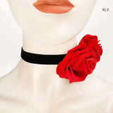 Womens Gothic Choker Necklace Retro-Big Flower Clavicle Chain Punk Collar