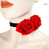 Womens Gothic Choker Necklace Retro-Big Flower Clavicle Chain Punk Collar