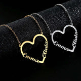 Stainless Steel Love Heart Names Necklaces