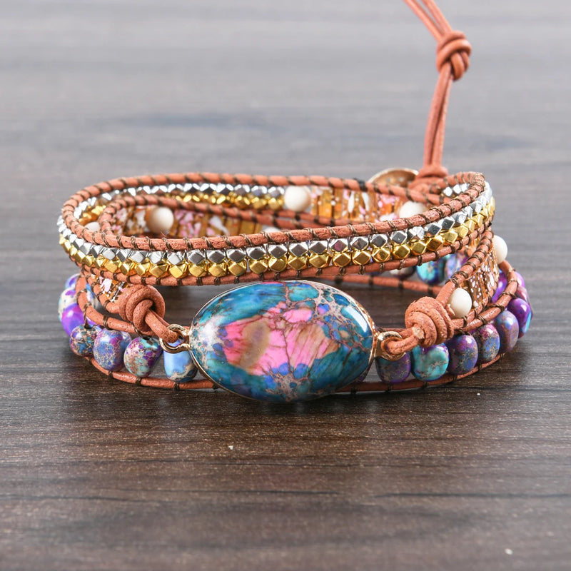 Vintage 3 Strands Wrap Leather Bracelet