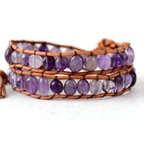 Purple Quartz 2 Strands Wrap Bracelet Bohemia Vintage Bead