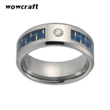 Tungsten Carbide Ring CZ Stone Carbon Fiber Inlay Polished Finish