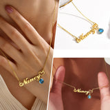 Personalized Name Necklace with Birthstone, Custom Any Name Pendant