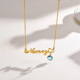 Personalized Name Necklace with Birthstone, Custom Any Name Pendant