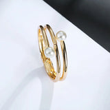 Women's Pearl Bangle Bracelet Multilayer Geometric Jewelry