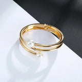 Women's Pearl Bangle Bracelet Multilayer Geometric Jewelry
