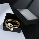 Women's Pearl Bangle Bracelet Multilayer Geometric Jewelry