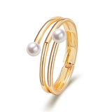 Women's Pearl Bangle Bracelet Multilayer Geometric Jewelry