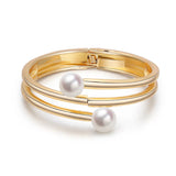 Women's Pearl Bangle Bracelet Multilayer Geometric Jewelry