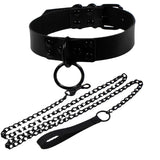 Womens Punk Gothic Leash Collar Sexy PU Leather Slave Collar