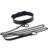 Womens Punk Gothic Leash Collar Sexy PU Leather Slave Collar