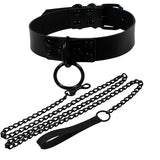 Womens Punk Gothic Leash Collar Sexy PU Leather Slave Collar