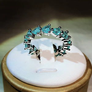 Silver Palaiba Tourmaline Heart Eternity Band Ring