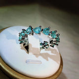 Silver Palaiba Tourmaline Heart Eternity Band Ring