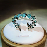 Silver Palaiba Tourmaline Heart Eternity Band Ring