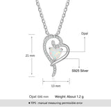 Sterling Silver Heart Pendant Necklace With Opal Stone