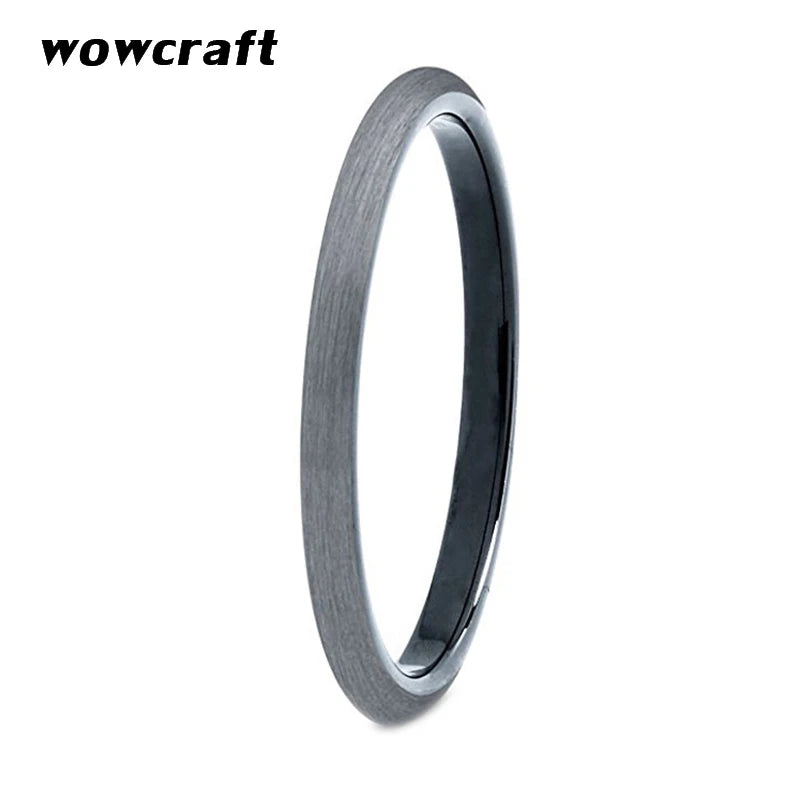 2mm Domed Tungsten Carbide Engagement Ring Brushed Finish