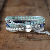 Womens Triple Wrap Bracelet Amazonite Howlite Sodalite