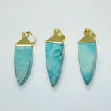 Green Howlite Stone Pendant Necklace - Turquoise Plated Jewelry