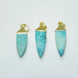 Green Howlite Stone Pendant Necklace - Turquoise Plated Jewelry