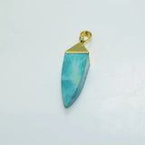 Green Howlite Stone Pendant Necklace - Turquoise Plated Jewelry