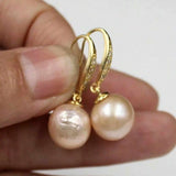Pink Southsea Shape Pearl 18k Earrings Carnival Christmas Jewelry