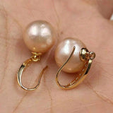 Pink Southsea Shape Pearl 18k Earrings Carnival Christmas Jewelry
