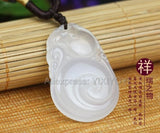 Chinese Handwork Natural Agate Jade Carved RiYu Amulet Pendant