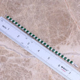 Green CZ Silver Link Chain Bracelet 7 inch S0359