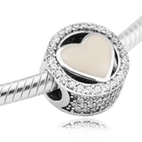 Love Soft Pink Enamel & Clear CZ Beads for DIY Jewelry