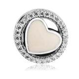 Love Soft Pink Enamel & Clear CZ Beads for DIY Jewelry